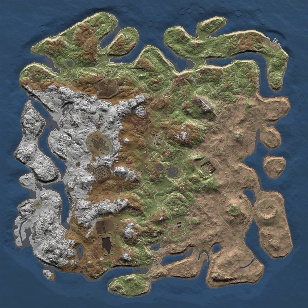 Rust Map: Procedural Map, Size: 4500, Seed: 2352139, 14 Monuments