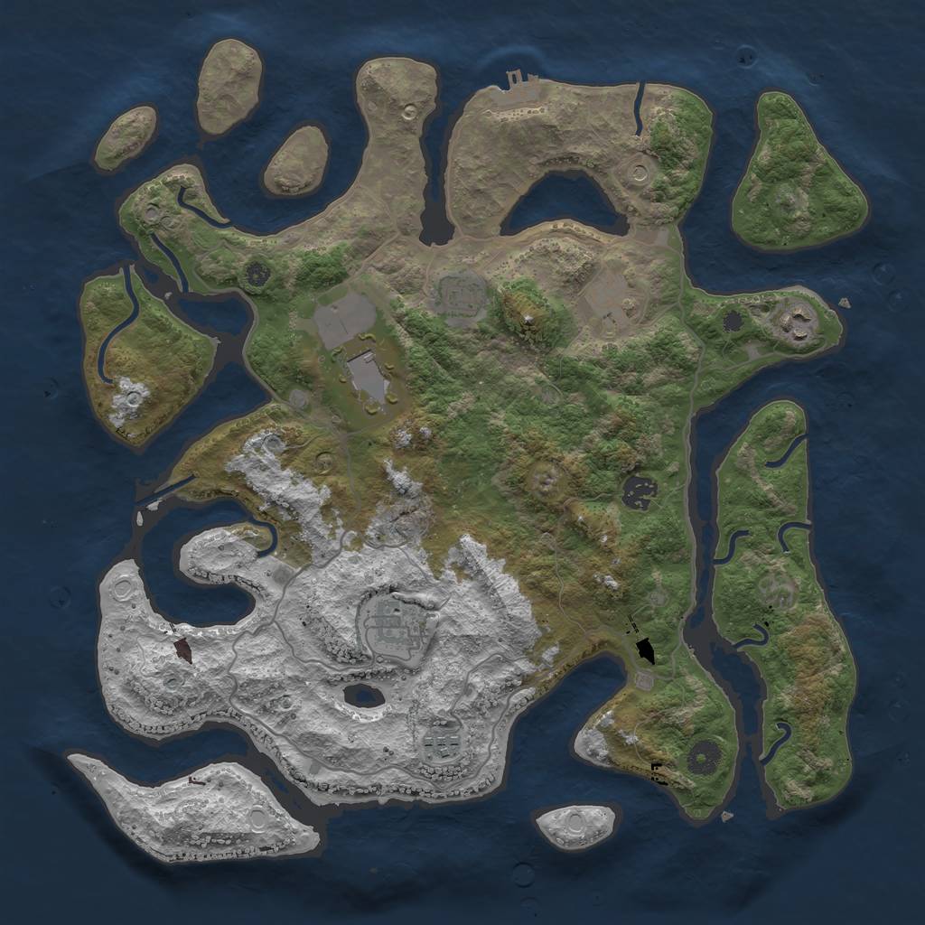 Rust Map: Procedural Map, Size: 4000, Seed: 1301117377, 17 Monuments