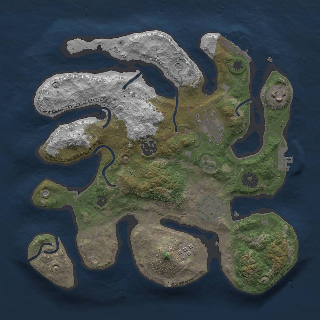 Rust Map: Procedural Map, Size: 3000, Seed: 838314393, 10 Monuments