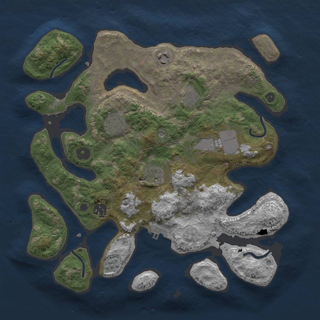 Rust Map: Procedural Map, Size: 3500, Seed: 257, 11 Monuments