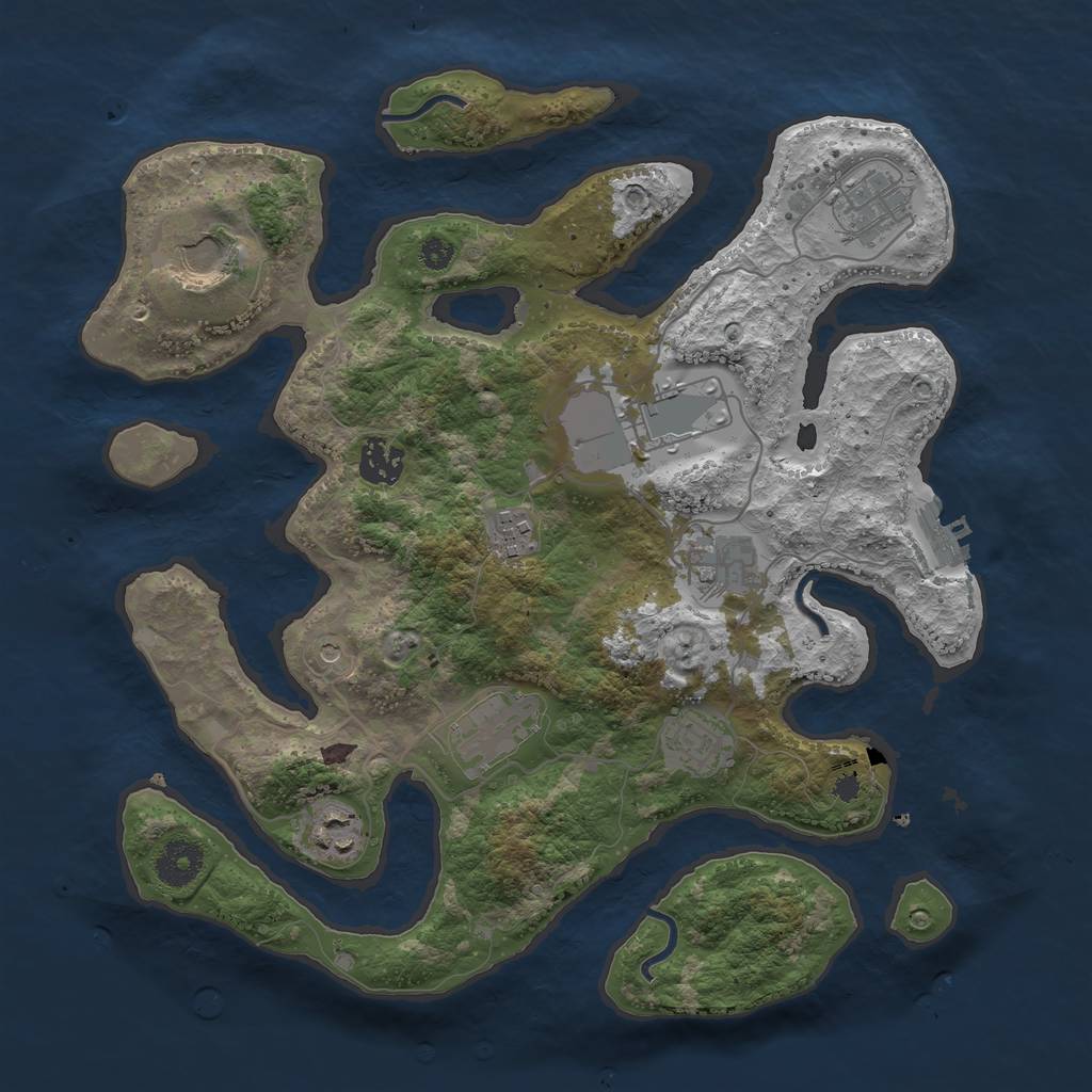 Rust Map: Procedural Map, Size: 3500, Seed: 103691523, 13 Monuments