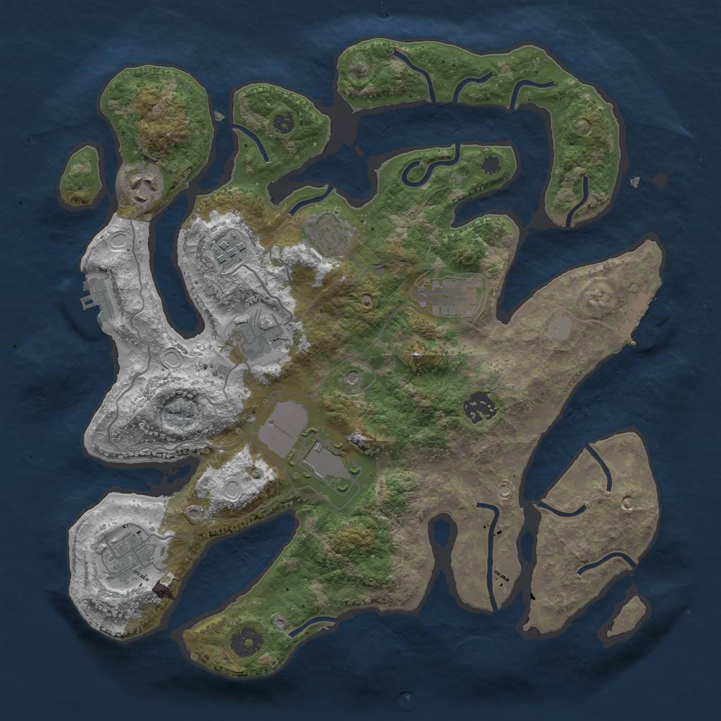 Rust Map: Procedural Map, Size: 3500, Seed: 2161, 16 Monuments