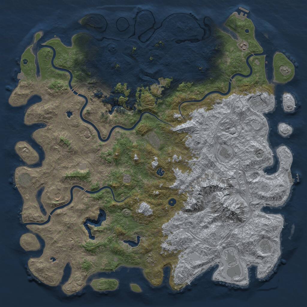 Rust Map: Procedural Map, Size: 6000, Seed: 46722830, 17 Monuments