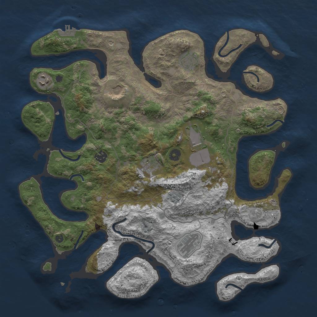 Rust Map: Procedural Map, Size: 4000, Seed: 77264, 12 Monuments