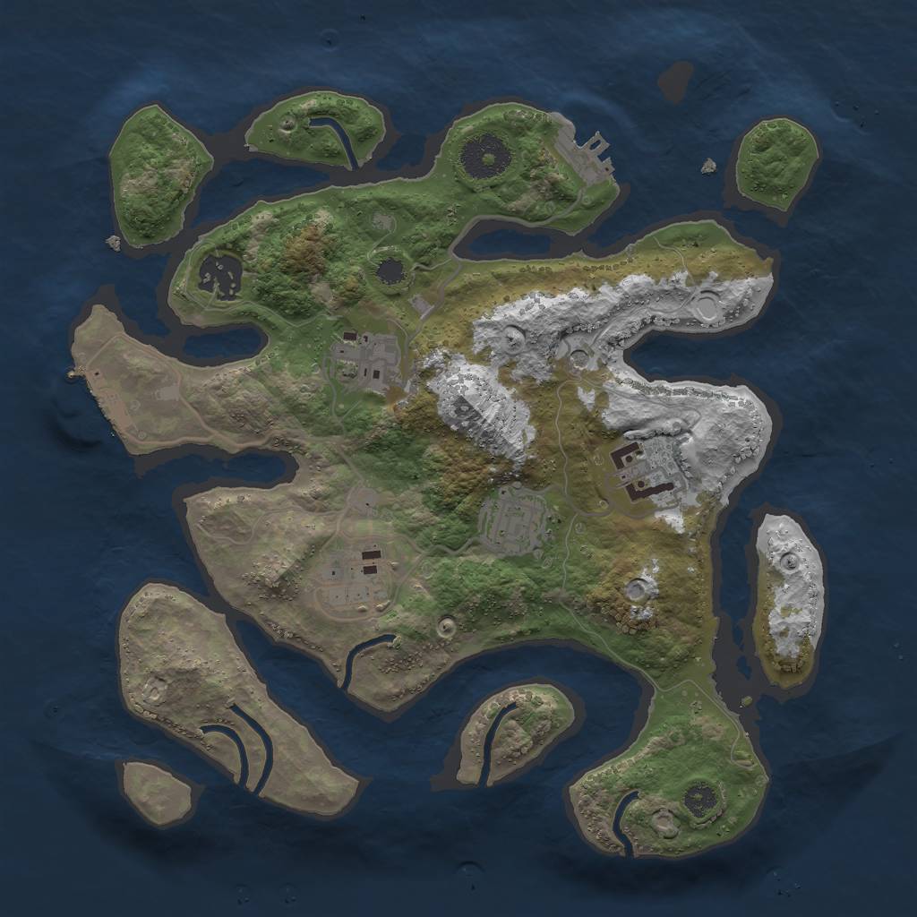 Rust Map: Procedural Map, Size: 3000, Seed: 1051111147, 13 Monuments