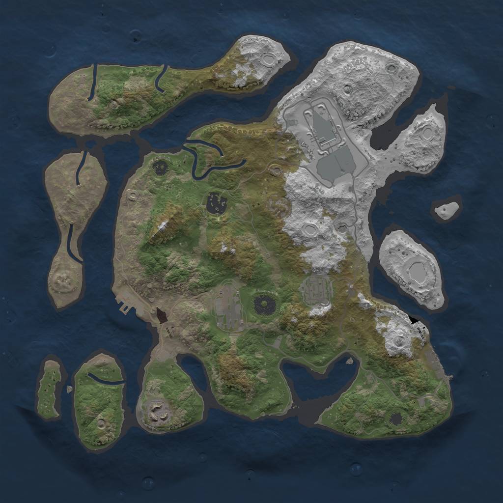 Rust Map: Procedural Map, Size: 3500, Seed: 435859348, 13 Monuments