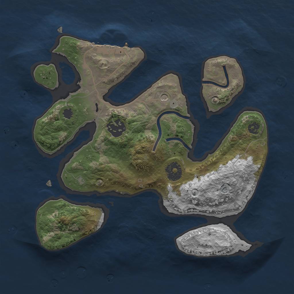 Rust Map: Procedural Map, Size: 2500, Seed: 2923, 5 Monuments