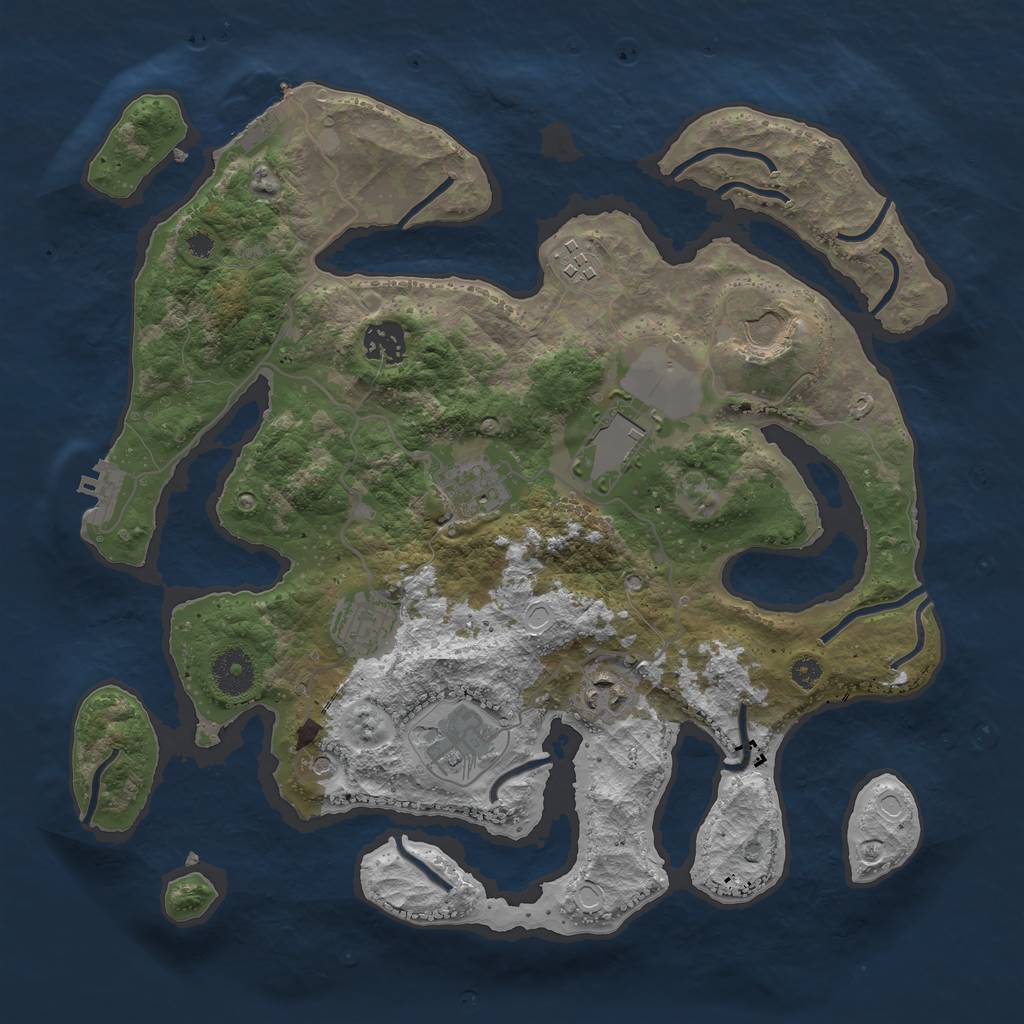 Rust Map: Procedural Map, Size: 3500, Seed: 3042020, 16 Monuments