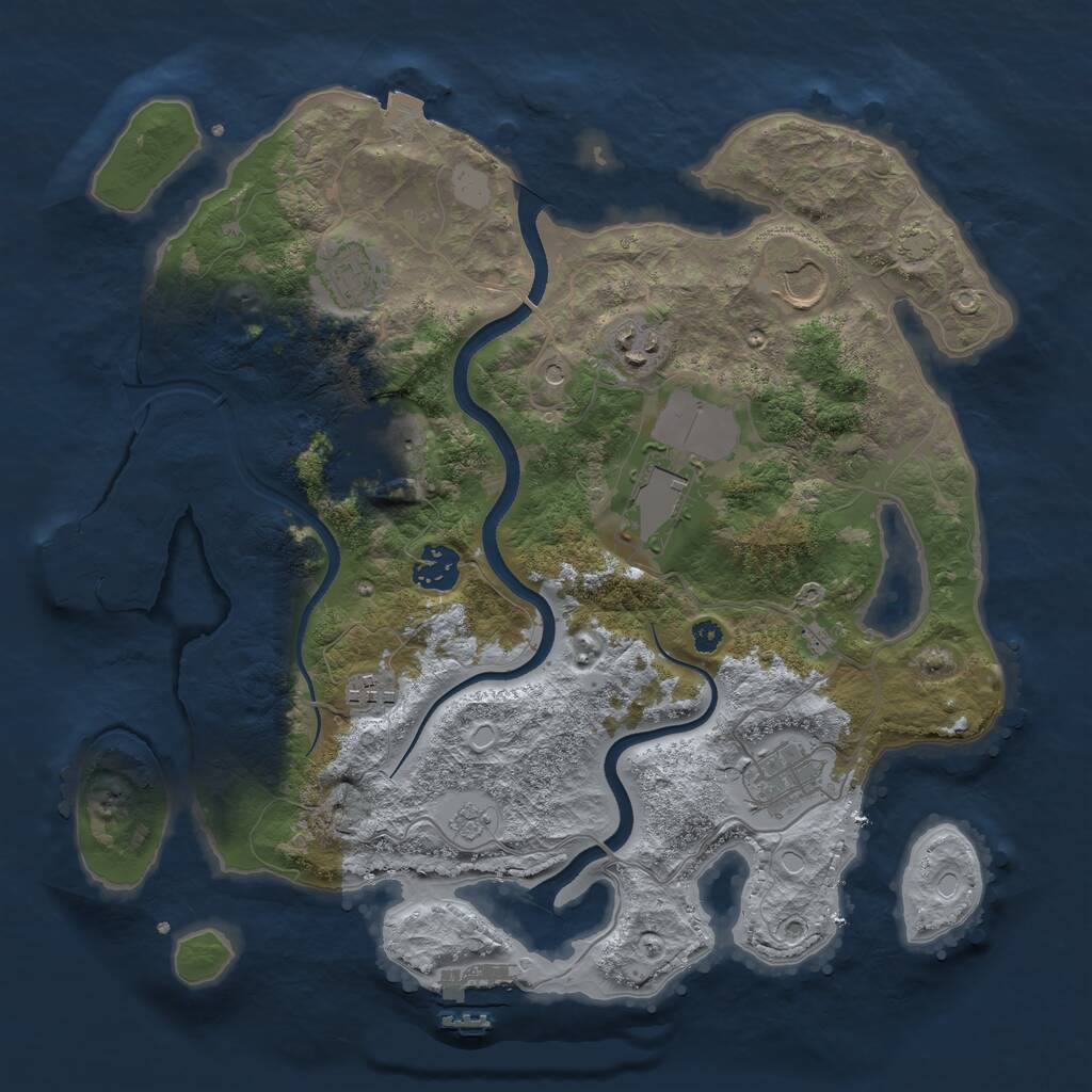 Rust Map: Procedural Map, Size: 3500, Seed: 3042020, 14 Monuments