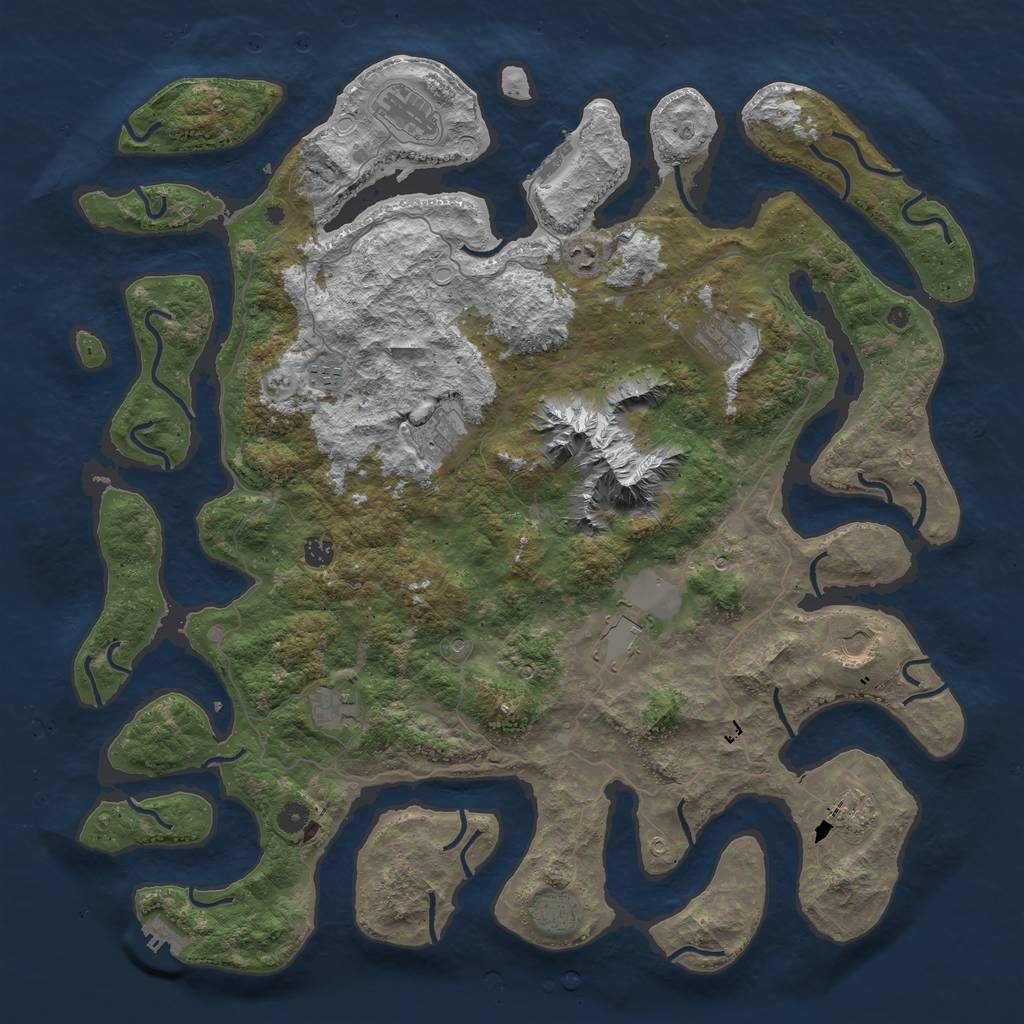 Rust Map: Procedural Map, Size: 5000, Seed: 25688, 19 Monuments