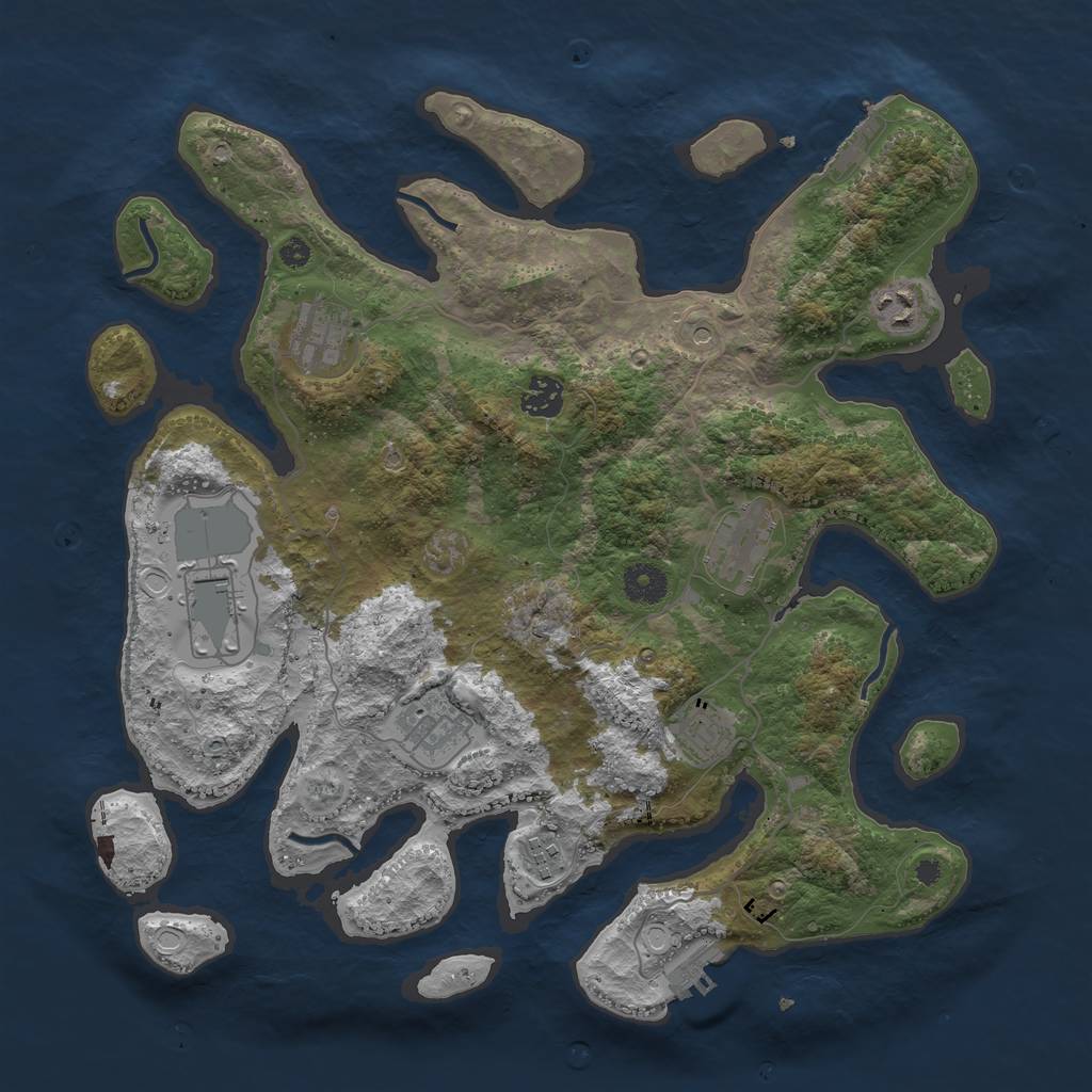 Rust Map: Procedural Map, Size: 3800, Seed: 929292, 16 Monuments