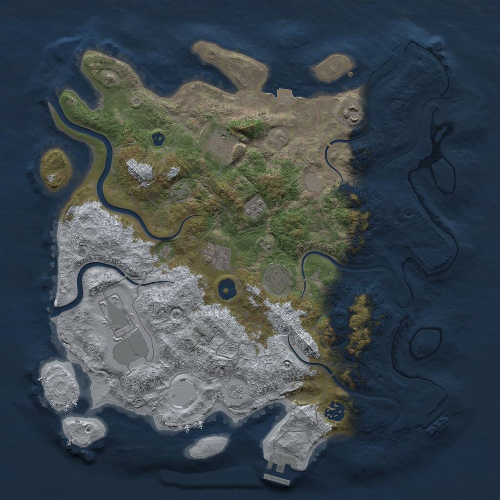 Rust Map: Procedural Map, Size: 3800, Seed: 929292, 13 Monuments