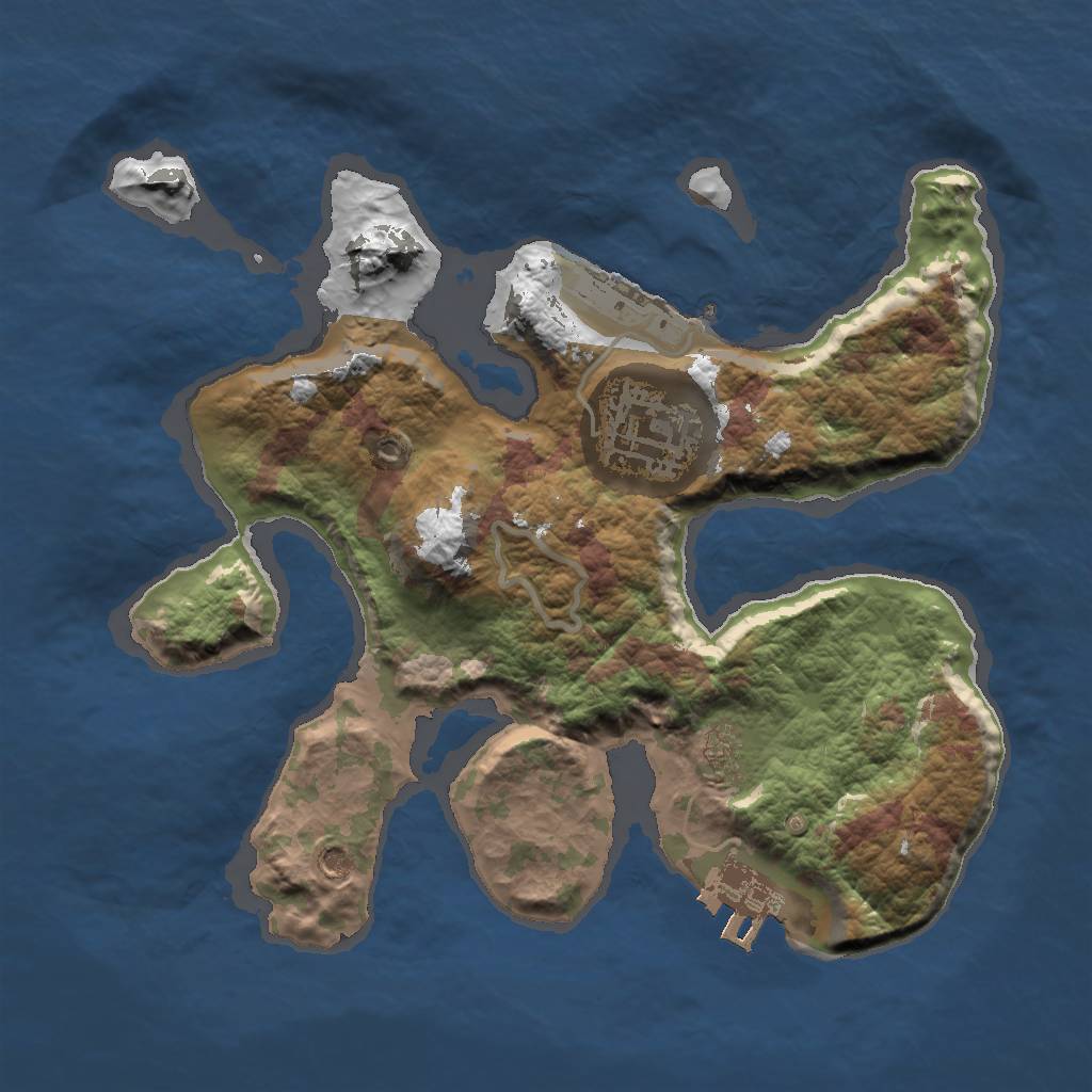 Rust Map: Barren, Size: 2000, Seed: 1997703464, 6 Monuments