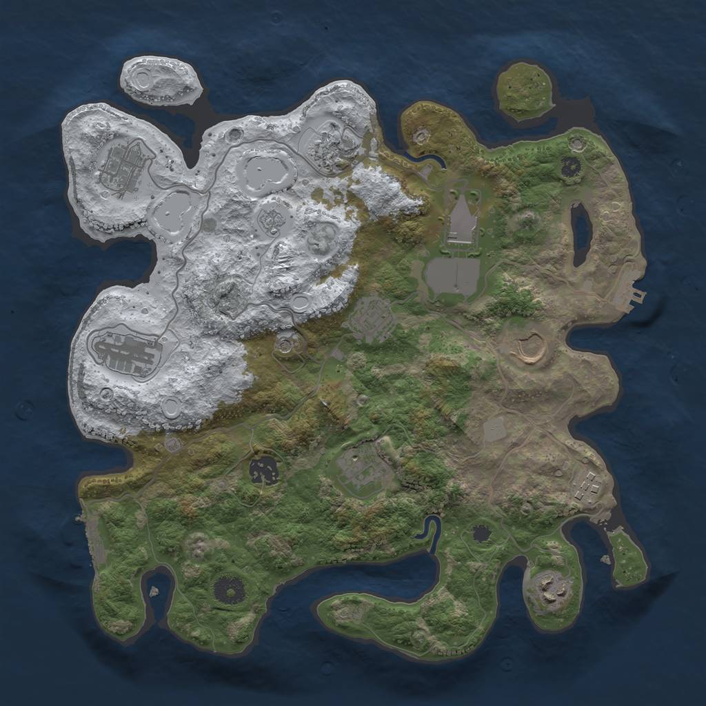 Rust Map: Procedural Map, Size: 3500, Seed: 1045, 19 Monuments