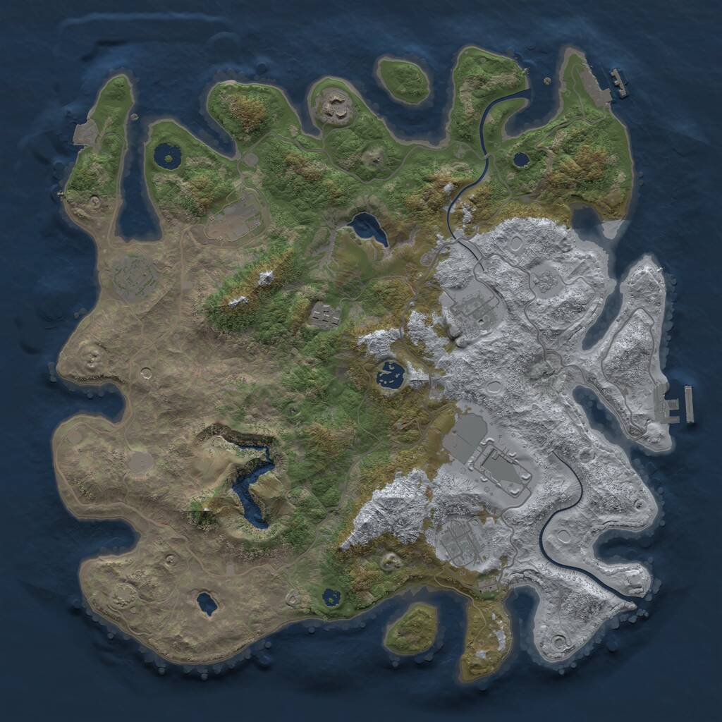 Rust Map: Procedural Map, Size: 4000, Seed: 1687, 14 Monuments