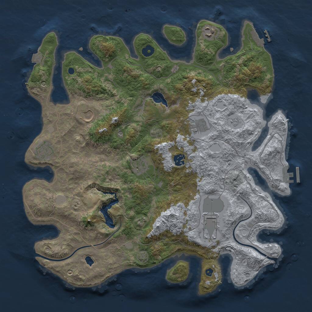 Rust Map: Procedural Map, Size: 4000, Seed: 1687, 13 Monuments