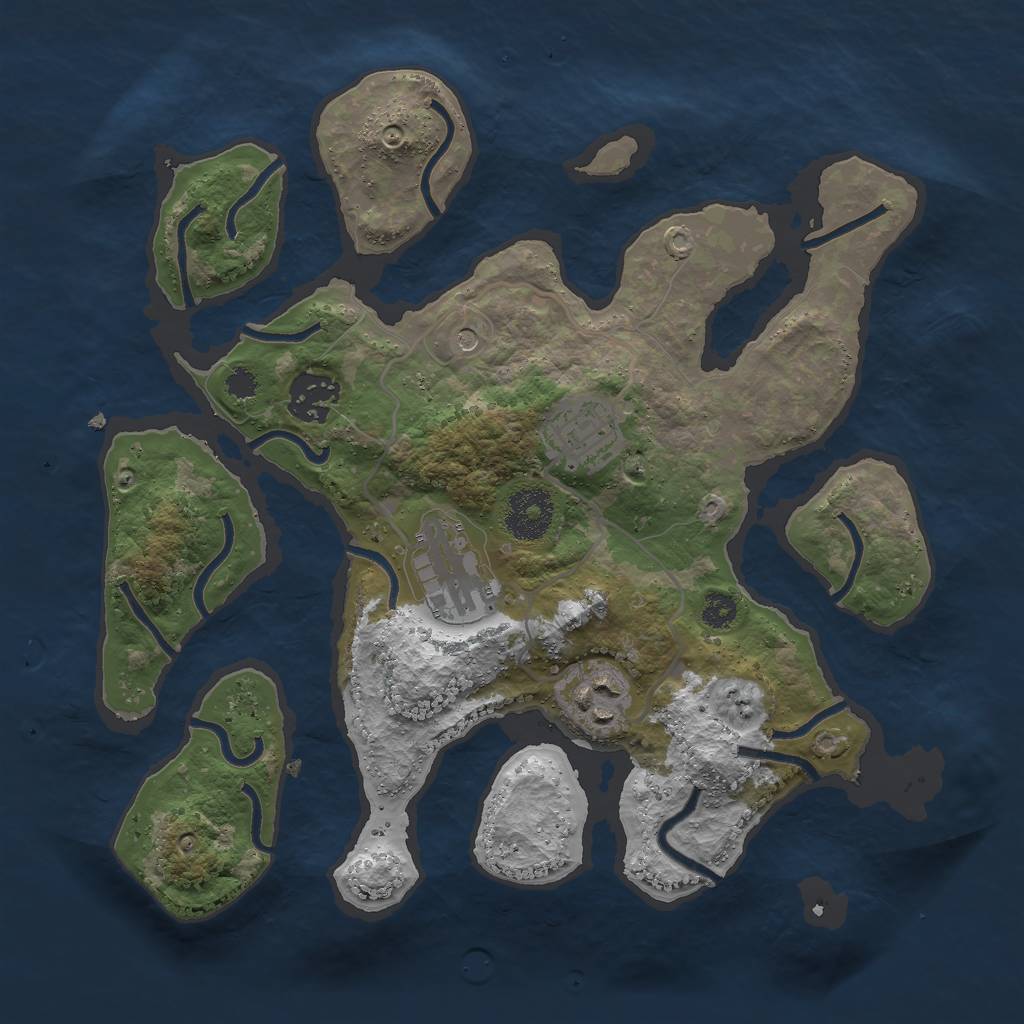 Rust Map: Procedural Map, Size: 3000, Seed: 3341, 7 Monuments