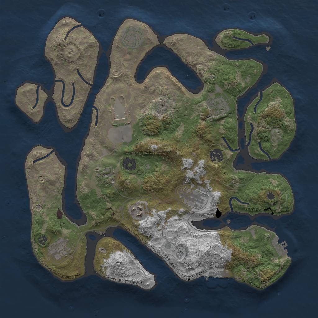 Rust Map: Procedural Map, Size: 3500, Seed: 1753249901, 16 Monuments