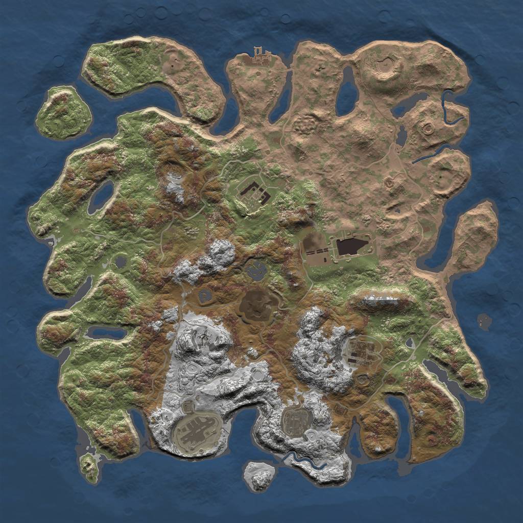 Rust Map: Procedural Map, Size: 4000, Seed: 739697990, 13 Monuments