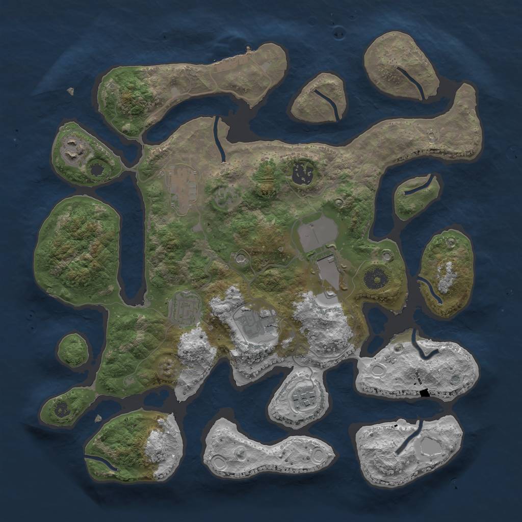 Rust Map: Procedural Map, Size: 3500, Seed: 3637834, 14 Monuments