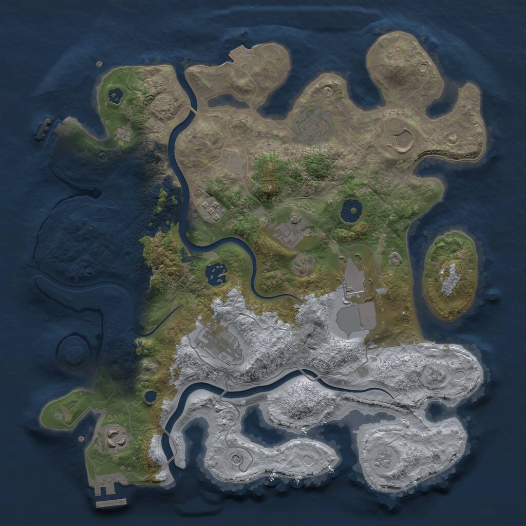 Rust Map: Procedural Map, Size: 3500, Seed: 3637834, 14 Monuments