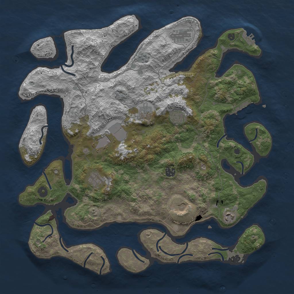 Rust Map: Procedural Map, Size: 4250, Seed: 2124031886, 14 Monuments