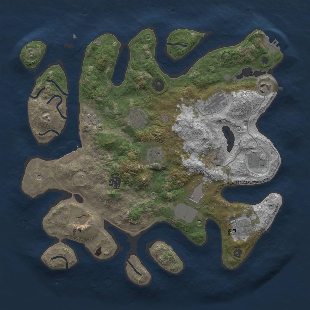 Rust Map: Procedural Map, Size: 3700, Seed: 2391, 15 Monuments