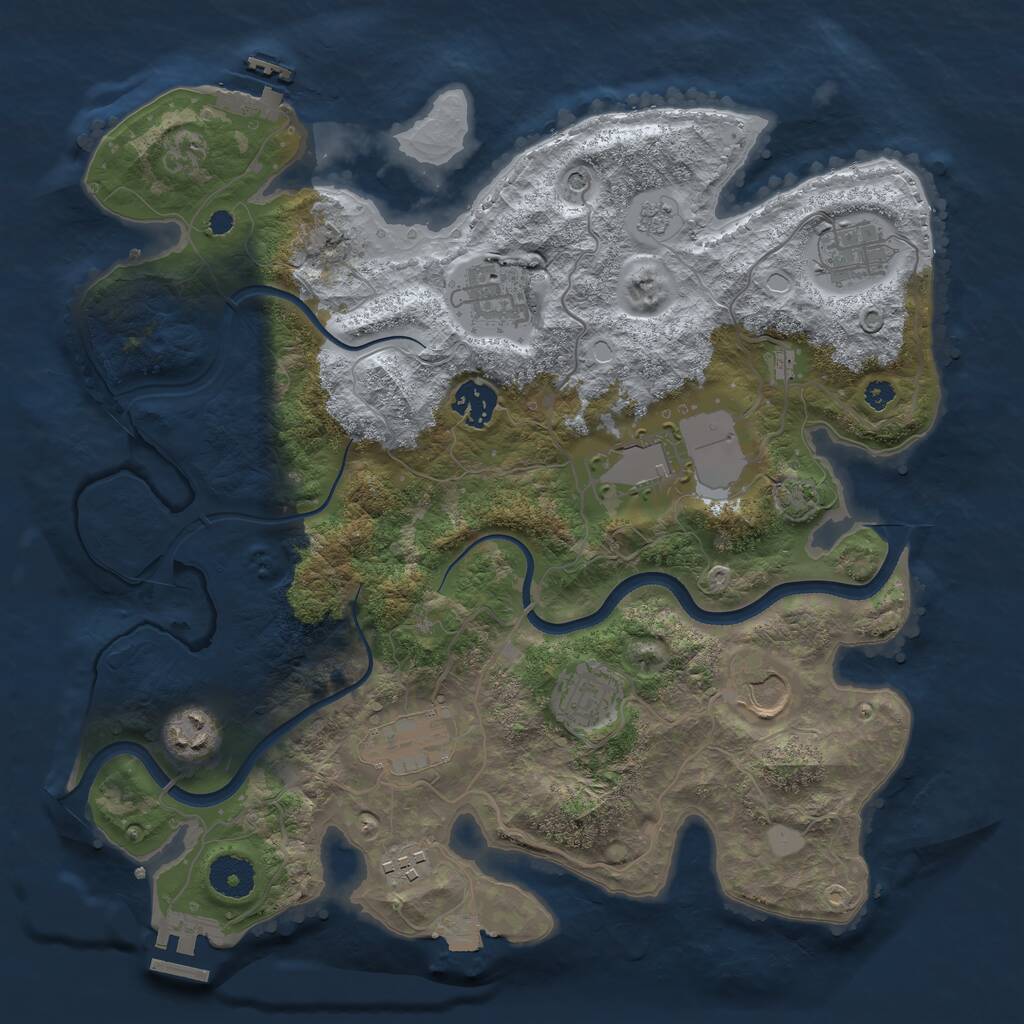 Rust Map: Procedural Map, Size: 3500, Seed: 481727575, 15 Monuments