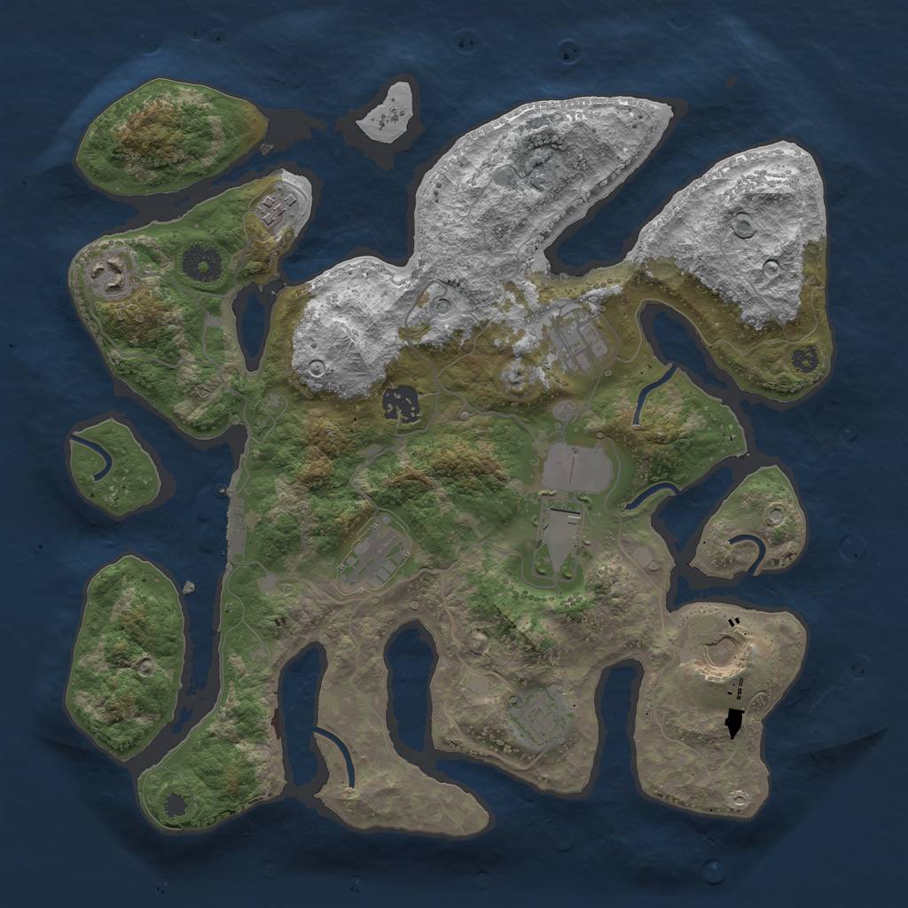 Rust Map: Procedural Map, Size: 3500, Seed: 481727575, 12 Monuments