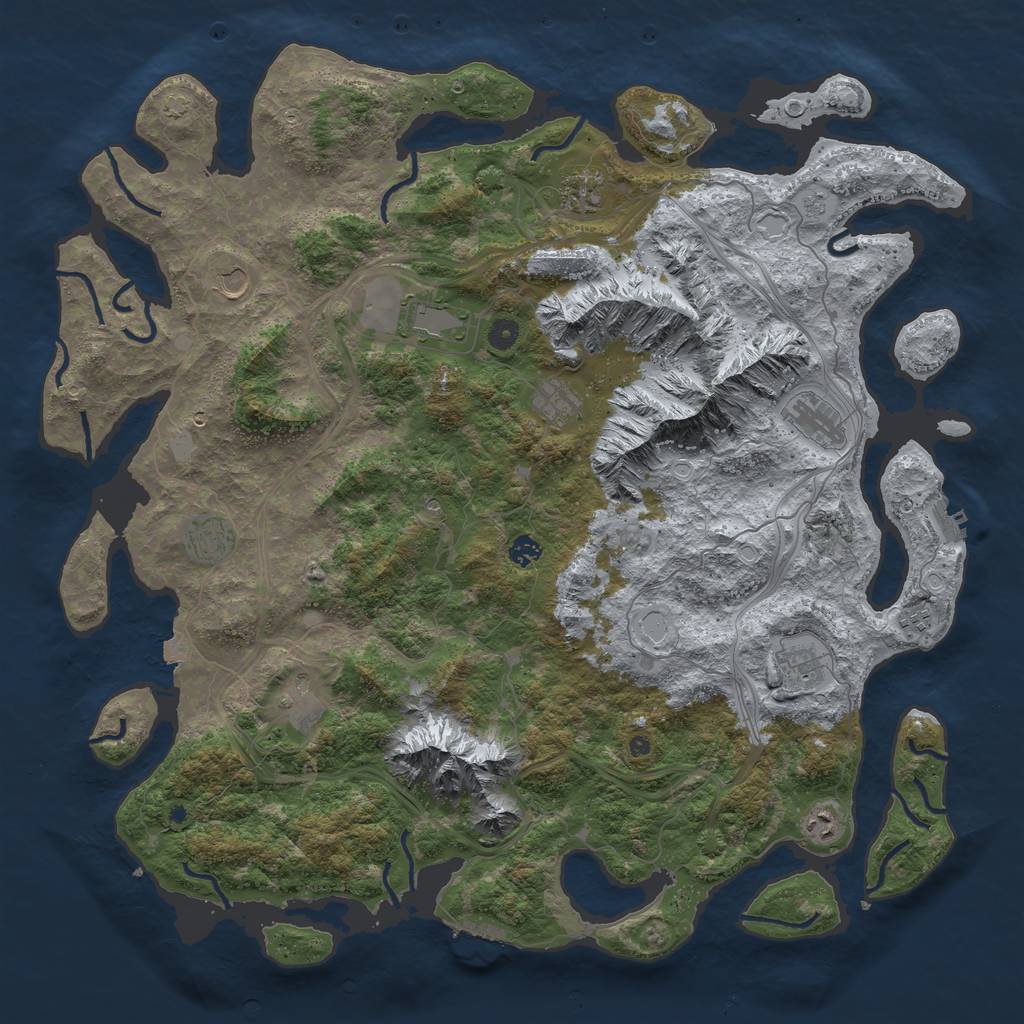 Rust Map: Procedural Map, Size: 5000, Seed: 1796923672, 19 Monuments