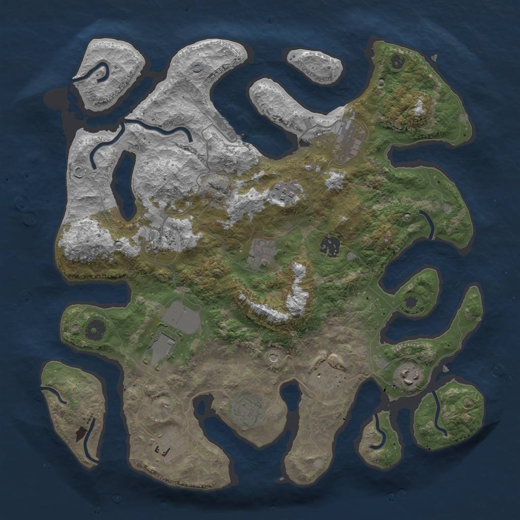 Rust Map: Procedural Map, Size: 3800, Seed: 72472139, 14 Monuments