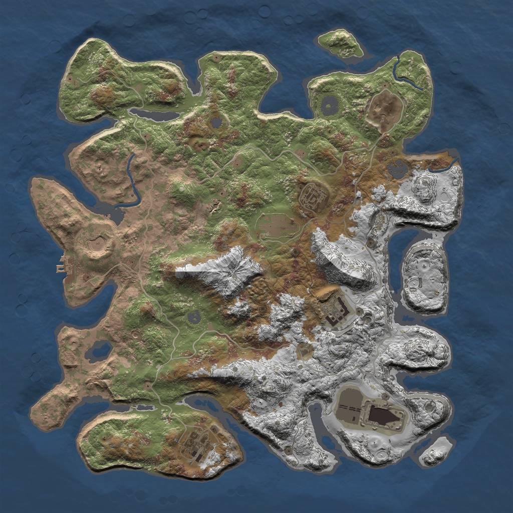 Rust Map: Procedural Map, Size: 4000, Seed: 4657, 13 Monuments