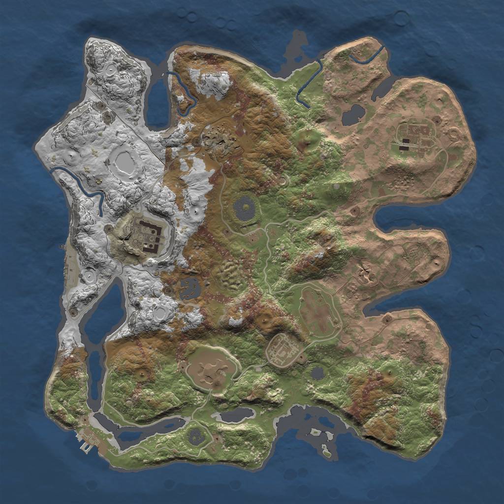 Rust Map: Procedural Map, Size: 3250, Seed: 1955005018, 13 Monuments