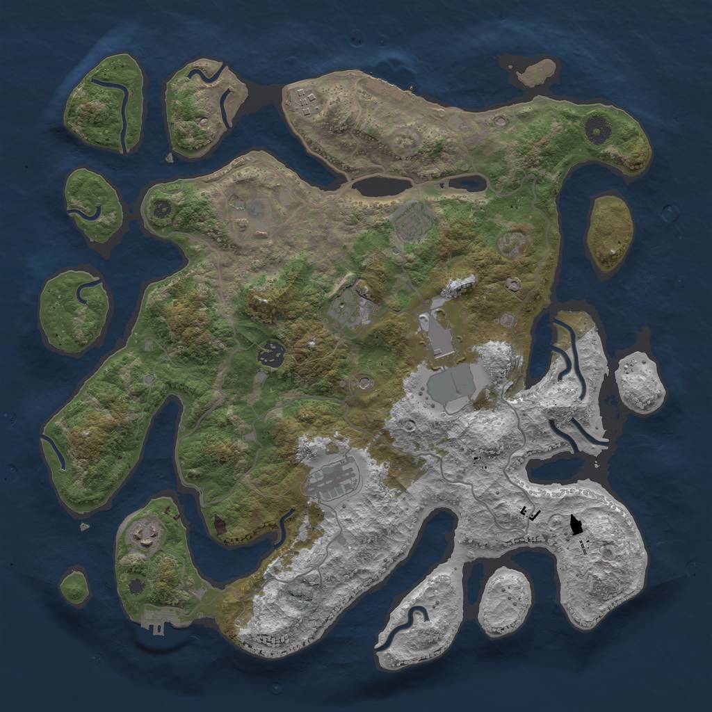 Rust Map: Procedural Map, Size: 4000, Seed: 1462168744, 13 Monuments