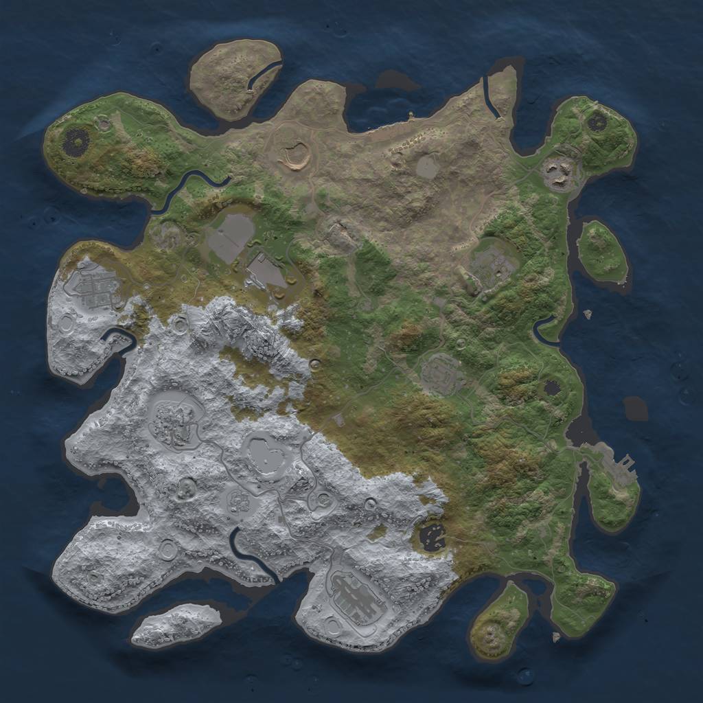 Rust Map: Procedural Map, Size: 3800, Seed: 60, 16 Monuments