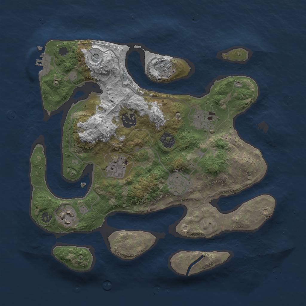 Rust Map: Procedural Map, Size: 3000, Seed: 2383510, 10 Monuments