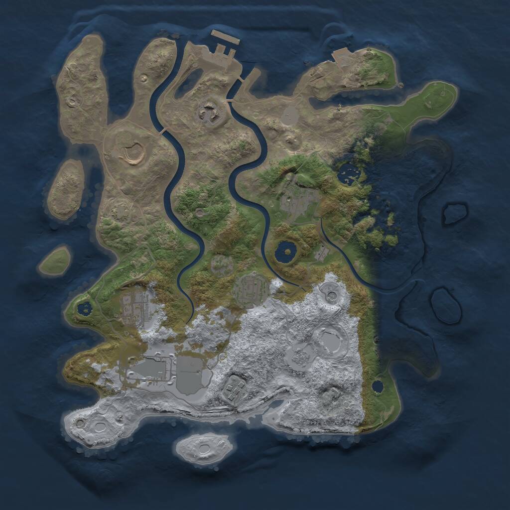 Rust Map: Procedural Map, Size: 3500, Seed: 2916560, 13 Monuments