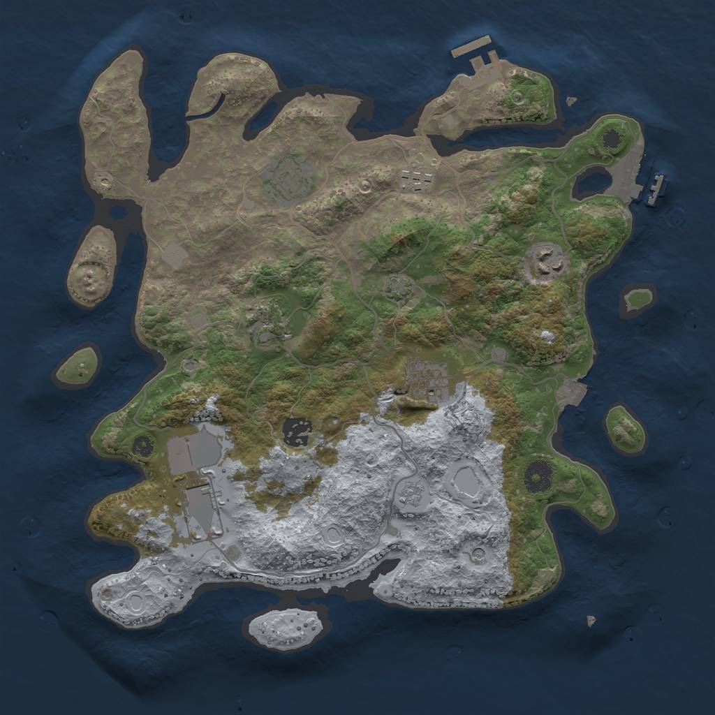 Rust Map: Procedural Map, Size: 3500, Seed: 2916560, 15 Monuments