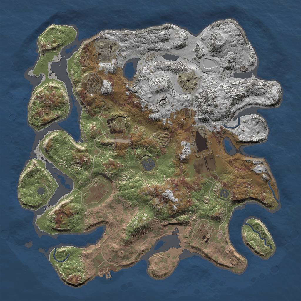 Rust Map: Procedural Map, Size: 3500, Seed: 1123, 13 Monuments