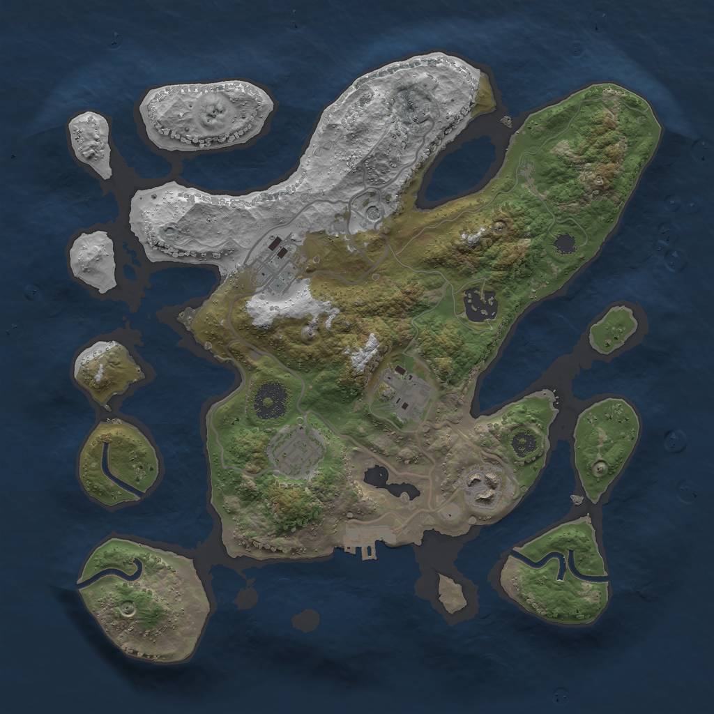 Rust Map: Procedural Map, Size: 3000, Seed: 922, 9 Monuments