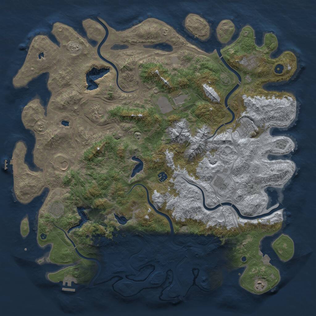 Rust Map: Procedural Map, Size: 5000, Seed: 1215, 16 Monuments