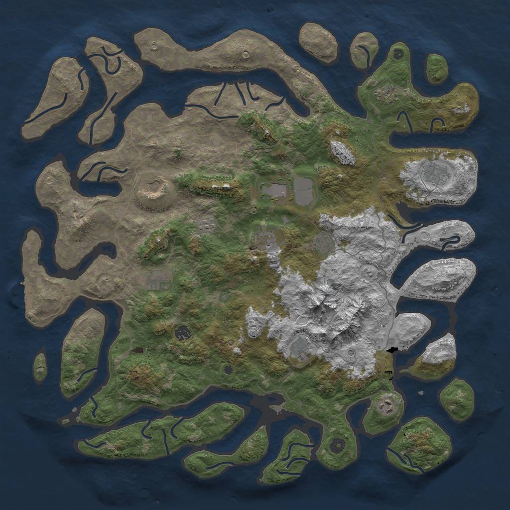 Rust Map: Procedural Map, Size: 5000, Seed: 1215, 18 Monuments