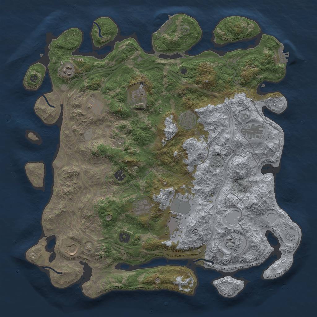 Rust Map: Procedural Map, Size: 4300, Seed: 9684687, 18 Monuments