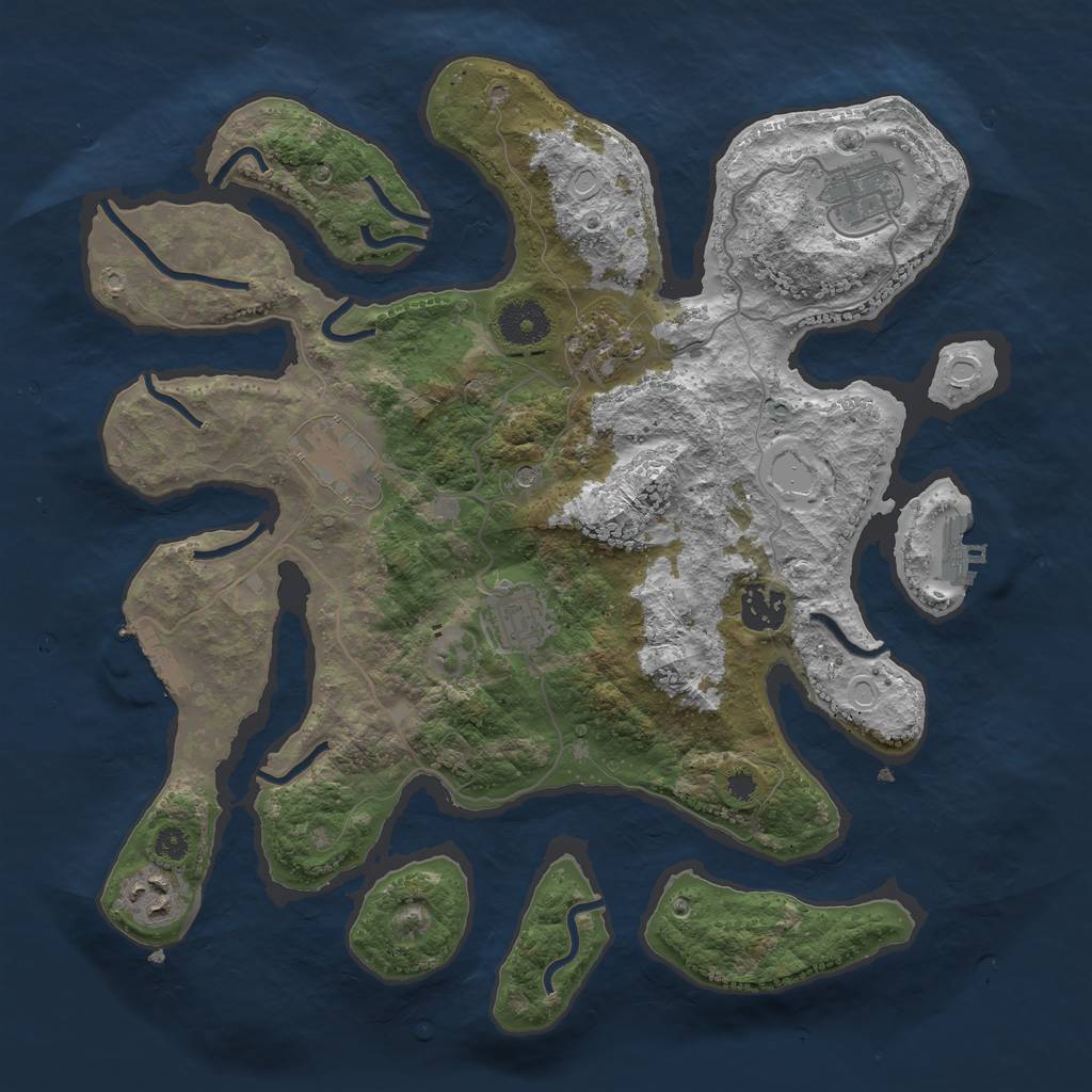 Rust Map: Procedural Map, Size: 3453, Seed: 6532, 14 Monuments