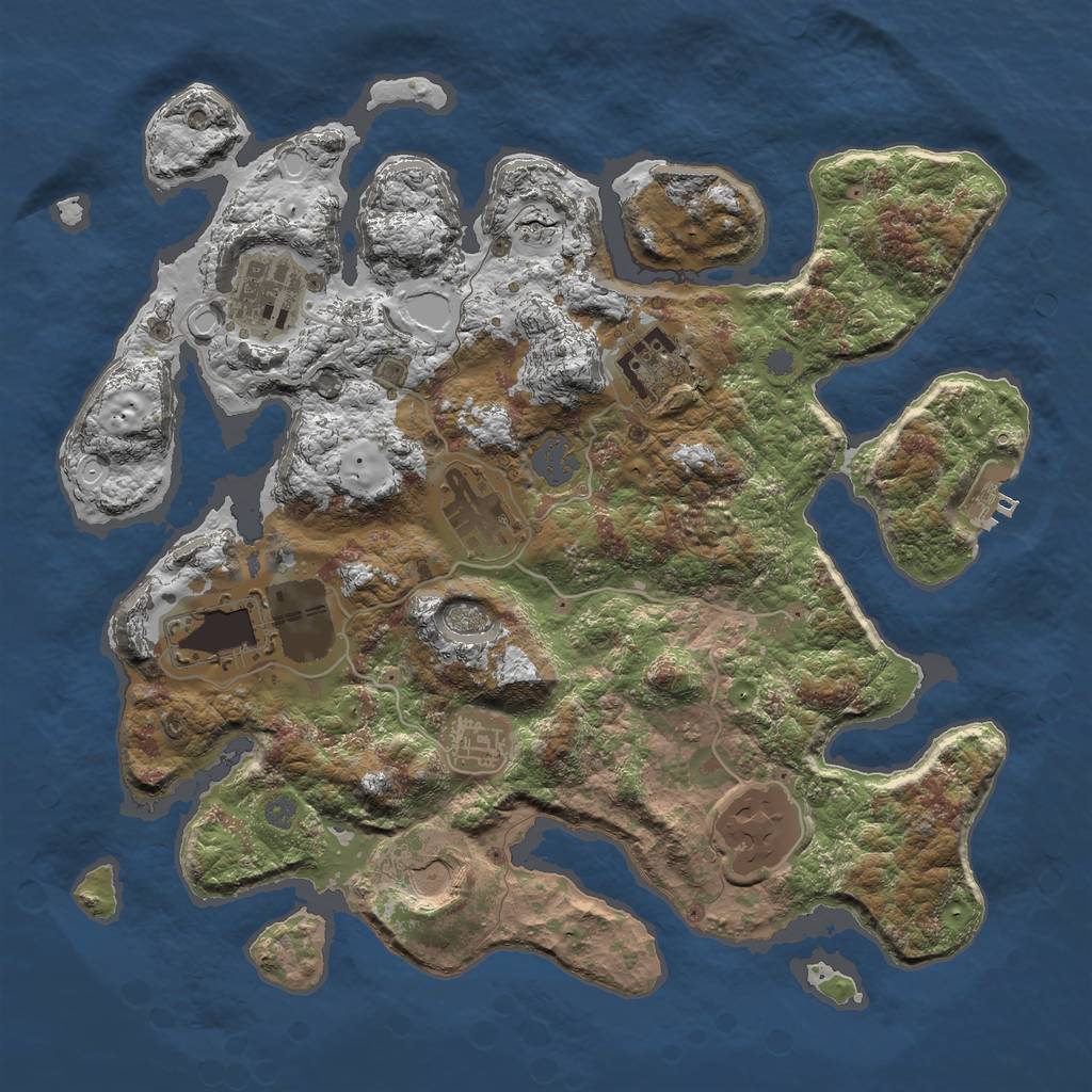 Rust Map: Procedural Map, Size: 3500, Seed: 764678, 13 Monuments