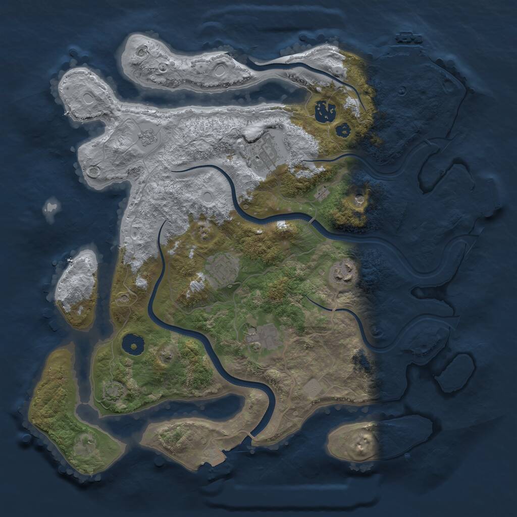 Rust Map: Procedural Map, Size: 3500, Seed: 764678, 11 Monuments