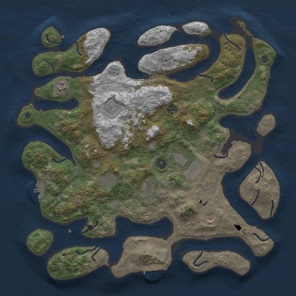 Rust Map: Procedural Map, Size: 4300, Seed: 350004, 16 Monuments