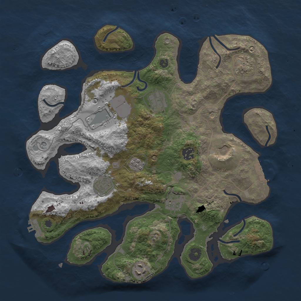 Rust Map: Procedural Map, Size: 3500, Seed: 1066, 14 Monuments