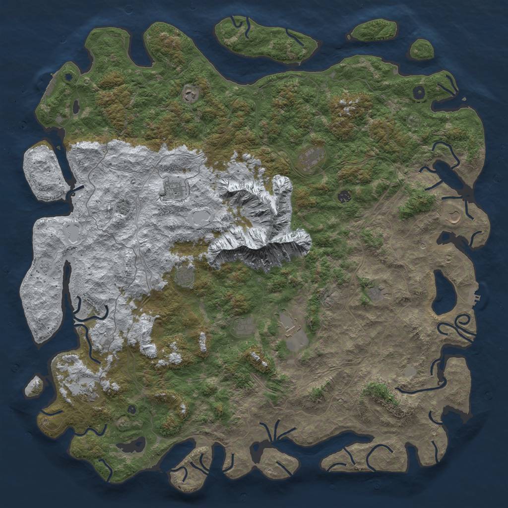 Rust Map: Procedural Map, Size: 5999, Seed: 654321, 20 Monuments