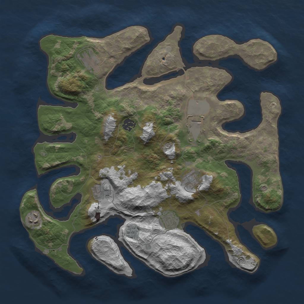 Rust Map: Barren, Size: 3700, Seed: 721721712, 11 Monuments